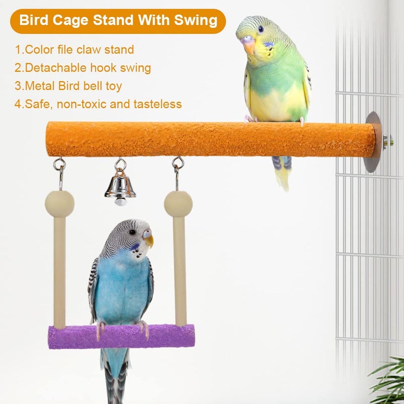 Litewoo Bird Perch Swing Bell Toy Chew Grinding Claw Trim Beak for Parrot Parakeet Cockatiel African Grey Conure Cockatoo Lovebird Finch Canary Budgie Cage Accessories - Image 3